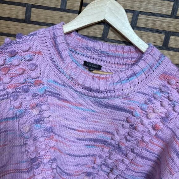 Talbots Purple Marled Knit Pom Pom Sweater Size Medium - Picture 4 of 7